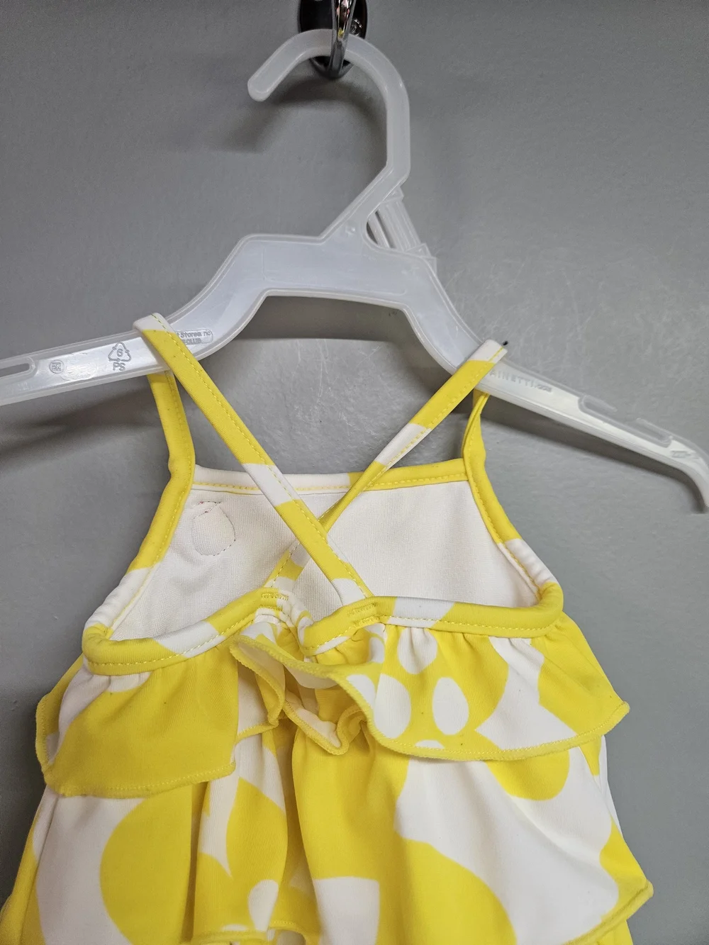 Carter's 3 MonthYellow and White Floral Ruffle One-Piece Swimsuit with Pink Rose